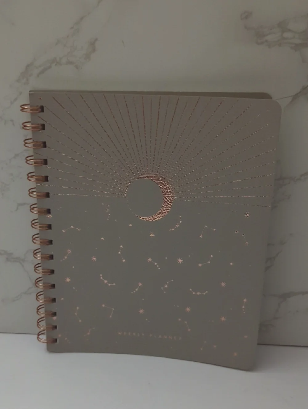 Astral Spiral-Bound Weekly Planner - Rose Gold on Taupe